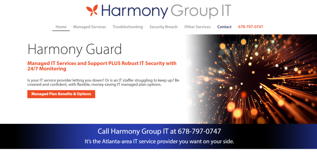 Harmony IT Site Front Page